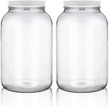 Stock Your Home Gallon Glass Jar with Metal Lid (2 Pack) - 128 Ounce - Airtight & Odor Proof - Pickling & Canning Jars for Kombucha, Sun Tea, Fruits - Food Grade Jars for Dried Goods, Sugar, Flour