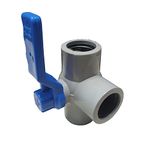 Droptech PVC Three Way Valve 1/2", (Threaded) Heavy PVC Ball Valve For Household, Agriculture and Industrial Purpose, Pack Of 1