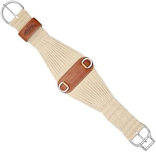 Weaver Equine 28" Roper Mohair Cinch, Mohair Blend 27 Strand Saddle Cinch Girth with Roll Snug Smart Buckle,Western Horse Riding Supplies, Natural