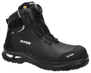 ELTEN Terence XXG PRO BOA GTX Black Mid ESD S3 HI CI Safety Shoes for Men and Women, Leather, Plastic Toe Cap (Lighter than Steel Toecap), Lightweight, Robust, Black, black, 10.5 UK