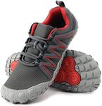 Weweya Trail Running Shoes Mens Outdoor Five Fingers Barefoot Shoes Training Minimalist Zero Drop Wide Width Toe Box Size 7.5 Grey Red