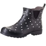 Jileon Ankle Height Wellies for Women - Wide Foot EEE Fit - Ideal for Wide Calves and Feet - Black Spot 7