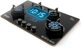 Beyond Appliances Altair 4 Burner Smart Glass Hobtop Gas Stove | Auto Ignition | Digital Timer | Flame Failure Device | Jumbo Burner | Toughened Glass | LPG & PNG Compatible