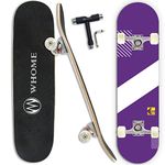 WHOME Pro Skateboards Complete for Adult Youth Kid & Beginner - 31"x8" Double Kick Concave Standard Skateboard for Girl&Boy 8-ply Alpine Maple Deck ABEC-9 Bearings Include T-Tool (Violet)