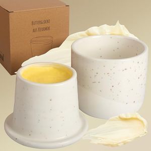 DEKAZIA® Beurrier français refroidi à l'eau | Cloche à beurre, tonneau à beurre, pot à beurre français, cloche à beurre en céramique, cloche à beurre 250 g