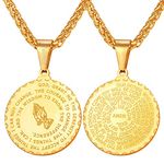 Yellow Gold Plated Praying Hands Pendant with Bible Verse Necklace for Men Women Christian Jewelry