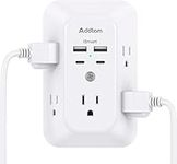 USB Wall Charger, Surge Protector 5 Outlet Extender with 4 USB Charging Ports (2 USB C), Multi Plug Outlet, 3-Sided 1800J Power Strip Outlets Splitter Wall Plug Adapter Spaced for Home Office Dorm