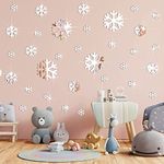 Incrizma Removable Mirror Wall Stickers 3D Acrylic Mirror Setting Wall Sticker Decal for Home Living Room Bedroom Decor (30 Pcs Snowflakes Set, Silver)