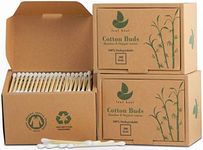 900 Organic Bamboo Cotton Buds | Cotton Buds for Ears, Makeup Cleaning, etc. | GOTS Certified Biodegradable, Eco-Friendly and Plastic Free | Vegan | Recycled Packaging | (Pack of 3 Boxes, 900 Buds)