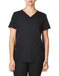 HeartSoul Scrubs Women's Pitter-Pat Shaped V-Neck Top, Black, Medium