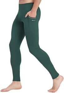 Willit Men's Yoga Workout Leggings Quick Dry Running Dance Tights with Pockets Stretch Compression Pants Dark Green XL