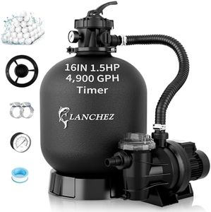 LANCHEZ Sand Filter Pump for Above Ground Pool, Pool Pumps Above Ground, Pool Sand Filter with 7-Way Valve, 16in