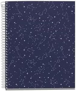 Miquel Rius M Fashion 4 Subject Notebook, Lined A5-8.27" x 5.83" 120 Sheets Heavyweight Paper, Subjects Separated by color, 2 Hole Punched, Micro-Perforated, Cosmos Design, Multicolor
