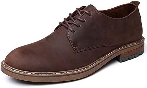 Mens Dress Shoes, Lace Up Plain Toe Leather Oxford Coffee 7