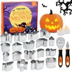 Pumpkin Carving Set of 25 PCS, Halloween Carving Kit Tools with 21 Pumpkin Cookie Cutters Tool, 2 Pumpkin Carving Knives, 2 Candle Lights, Stainless Steel Tools Ideal for Kids Adults, Tavolozza