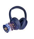 BuddyPhones Cosmos Fun, Foldable ANC Bluetooth Headphones with Microphone, SafeAudio Volume-Limiting Options 75/85/94dB, Works Wired or Wireless, for Toddlers to Young Adults by Onanoff (Blue)