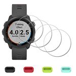 iDaPro [4 Pack] Screen Protector for Garmin Forerunner 245 Music / 245 Smartwatch + Silicone Anti-dust Plugs Tempered Glass Anti-Scratch Bubble-Free