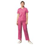 UNINUR Women'S Excellent Eazy 7 Pocket Scrub Suit for Doctors,Nurse & Health Professional, Color- French Pink (Medium)