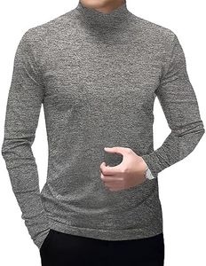 Men's Fashion Mock Turtleneck T-Shirts Long Sleeve Pullover Sweater Basic Designed Undershirt Slim Fit Top, Lightgrey2, 3X-Large