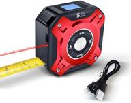2 in 1 Digital Tape Measure 131FT, Digital Laser Distance Meters with LCD Display & self-locking device,131FT Rechargeable Laser Measurement Tool &16FT Tape Measure, Area/Volume/Distance (Red)