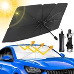 DHARMAJIVAN Car Sun Shade Windshield Cover, Umbrella Windshield Sun Shade for Car Front Window，Sun Protection & Heat Insulation Foldable Sun Shade，Full Cover Sun Shade for Most Vehicles