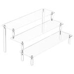 Famyards Acrylic Display Risers, Perfume Stand Organizer 3 Tiered Cupcake Stand Clear Acrylic Display Stands Shelf Risers for Amiibo Funko POP Figures Food Desserts Holder Collection Cosmetic Toys Products Tabletop Use (11.81 x 7.87x 5.9 Inch)