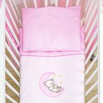 4 Piece 80x70 cm Duvet & Cover with Pillow & Pillowcase Bedding Set for Baby Crib (Moon Pink)