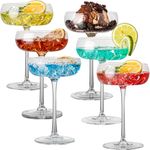 wookgreat Unique Martini Glasses, 8 oz Vintage Art Deco Coupe Glasses, Set of 6 Classic Cocktail Glasses, Elegant Hand Blown Crystal Manhattan Goblet for Bar, Martini, Cosmopolitan, Gimlet, Pisco Sour