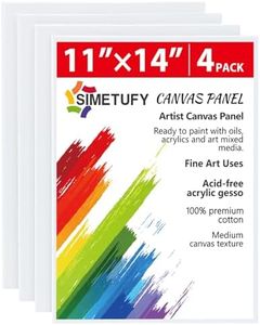 Simetufy 4 Pack 11x14 Inch Canvas Boards for Painting, Blank Canvases for Painting, Gesso Primed Acid-Free 100% Cotton Canvas Panels for Acrylics Oil Watercolor Tempera Paint