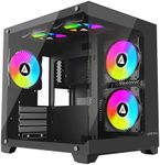 Apevia Prism-BK Prism Micro-ATX Gaming PC Cube Case w/ 5X 120mm ARGB Fans, 366 RGB Modes, Dual Tempered Glass Panels, 240mm Radiator Support, 1X USB3.0, 2X USB 2.0, HD Audio Port, Black