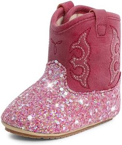 MK MATT KEELY Leather Western Boots Cowboy Bootie Soft Sole Non-Slip Crib Shoes for Baby Infant Toddler Girls Boys Newborn