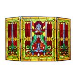 Chloe Lighting 3pcs Folding Victorian 44" Wide Tiffany-Glass Fireplace Screen