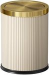 LEASYLIFE White Gold Bathroom Trash Can,Bedroom Garbage can with lid，Modern Trash Can with Flipping Lid, 4gallon,Garbage cans for Kitchen，Living Room (15L-White)