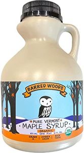 Organic Vermont Maple Syrup - Pure and All Natural - One Pint Jug (16 oz) - Grade A Amber Rich - From Barred Woods Maple