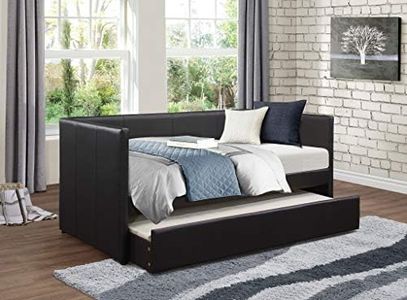 Lexicon Adeline Faux Leather Upholstered Daybed and Trundle, Twin, Black