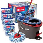 O-Cedar EasyWring RinseClean Microfiber Spin Mop & Bucket Floor Cleaning System with 4 Extra Refills,