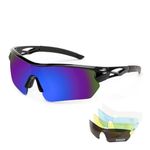 Karsaer Unisex Adult Polarized Tr90 Sports Cycling Sunglasses Bmx, Running Golf Baseball, Black