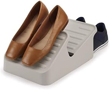 Joseph Joseph Shoe-In - 2-Tier Space-saving Shoe Rack Organiser, holds up to 3 pairs, Compact- Ecru