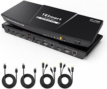 TESmart HDMI+DP 4K@60Hz KVM Switch, for 2 Computers 2 Monitor | HDMI & DisplayPort Inputs w/EDID Emulator | USB Hub, L/R Audio | Hotkey/IR/Button Switching | 2 Display Modes | Zero Delay K&M