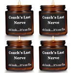 Coach Gifts Thank You Gifts for Coach Funny Coach Gifts for Women Men Coach's Last Nerve Candle Gifts for Cheer Coach Volleyball Swim Basketball Baseball Cool Coach Present (4pcs, Black)