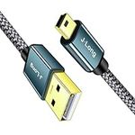 J·LONG Mini USB Cable Braided USB 2.0 to Mini B Cable Data Transfer & Charge Compatible with Dash Cam, PS3 Controller, MP3/4 Player,PDA, Camera, Scanner and More Mini USB Devices (3M)