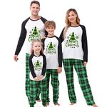 Loalirando Christmas Pajamas For Family 2 Pcs Familiy Matching Christmas Pjs Long Sleeve T-Shirts + Pants Xmas Sleepwear Nightwear For Men Women Kid And Baby (Kid, 8-9 Years, Green Christmas tree)