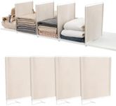 Maplefield 4 Pack Extra Deep Shelf Dividers for Closet Organization, Fabric Shelf Separator, Closet Dividers for Shelves, Sweater Organizer, Ideal for Clothes, Towels, Books - 12 x 9.5 Inches