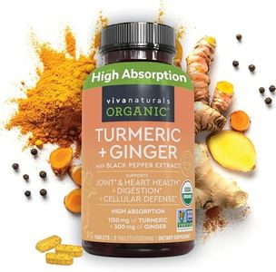 Organic Turmeric Ginger Supplements for Joint Support and Heart Health -1450 mg per Serving Tumeric and Ginger Pills with 150 of Turmeric Standardized to 95% Curcuminoids, 15mg Black Pepper Extract