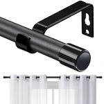 Curtain Rods for Windows 48 to 84, 5/8 Inch Matte Black Curtain Rod Set with Brackets Heavy Duty Small Drapery Curtain Rods, Size: 23-95 Inch