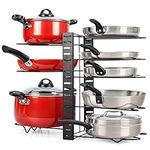 Belle Vous 8-Tier Pot and Pan Organiser for Cupboard Storage - Adjustable Saucepan Storage Organiser - Pot Stand, Pan Holder or Saucepan Lid Storage