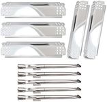 Adviace Grill Replacement Parts for Nexgrill 720-0888, 720-0888N, 720-0830H Gas Grill Models, 5 Pack Stainless Steel Pipe Burners and Heat Plates Kit for Nexgrill Replacement Parts