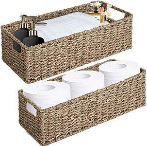 OUTBROS Cesto Vimini, Cestini Portaoggetti, Cestini Salvaspazio Intrecciati e Impilabili, Organizer in Intrecciate per Cucina/Sala da Pranzo, Seagrass