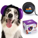 WoofWorks Dog Ear Muffs for Noise Protection, Noise Cancelling Headphones for Dogs, 29dB Dog Earmuffs, Dog Ear Plugs for Hearing Protection from Fireworks, Vacuums, Thunder. Reduce Anxiety (L, Purple)