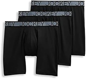 Jockey Men's Underwear Active Microfiber 9" Long Leg Boxer Brief - 3 Pack, Black, Large